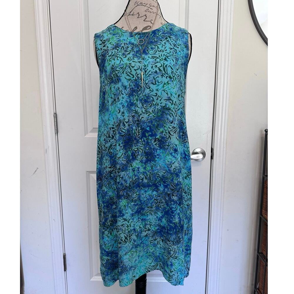 Island Beach Lifestyle Apparel Women's sz XL Tie Dye Blue Beach Shift Dress
